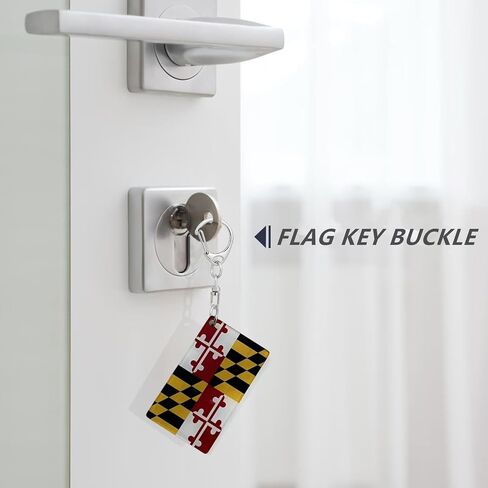 RUKlTU 3Pack American US Maryland Flag Keychain USA Maryland MD State Flags Key Ring - Double Sided Acrylic D Shape Car Key chain Gifts in Saudi Arabia