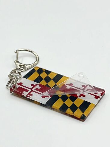 RUKlTU 3Pack American US Maryland Flag Keychain USA Maryland MD State Flags Key Ring - Double Sided Acrylic D Shape Car Key chain Gifts in Saudi Arabia