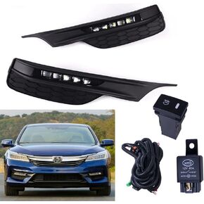 SixBuys New Pair LED Fog Lights Lamps For Honda Accord 2016-2017 With Covers & Switch and Wiring Kit Replaces HO2592142, HO2593142,33900-T2A-A21,33950-T2A-A21, 71102-T2F-A61,71112-T2F-A61