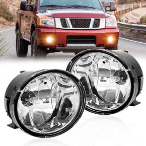 Driving Fog Lights Lamps Assembly Kit for 2005-2007 Nissan Armada 2004-2014 Nissan Titan Fog Light Replacement with 899 12V 37.5W Halogen Bulbs