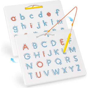 LovesTown Double Sided Magnetic Letter Board, ABC Alphabet Tracing Board with Magnets, Educational Learning Toy for Kids