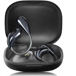 TUINYO Open Ear Headphones, Bluetooth 5.4 Wireless Earbuds with LED Display 25Hrs Playtime, Premium Sound True Wireless Open Ear Headphones IPX5 Waterproof for Sports, Driving, Office - Beige