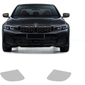 for BMW 3 Series G20 2023 Gloss Clear Car Paint Protective Film Self Adhesive TPU Rainproof Waterproof HD Bars Scratch Protector Exterior Accessories (Car Front Bar&Headlights 8Pcs)