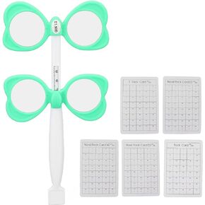 Green Optometry Plastic Flip Lens, Optical Flipper with 5 Vision Test Cards for Near Vision Amblyopia Confirmation Test(±150 (20/40))