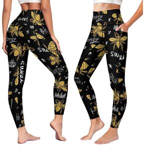 High Waist Yoga Pants with Pockets Tummy Control Workout Running 4 Way Stretch Yoga Leggings for Girls Women