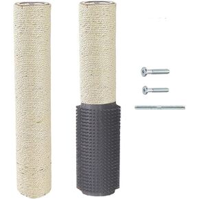 2-Pack Cat Tree Tower Replacement Parts Post 15.7" L,Ø 2.75" Pole with Self Groomer and Massager, DIY Cat Scratching Post