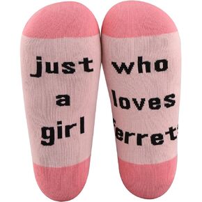 MBMSO 2 Pairs Just a Girl Who Loves Ferrets Socks Gifts for Ferret Lover Funny Ferret Novelty Socks Animal Ferret Owner Socks