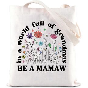 KUIYAI MAMAW Tote Bag Grandma To Be Shoulder Bag Best MAMAW Gift Grandmother Life Gift Mother Day Gift From Grandchild