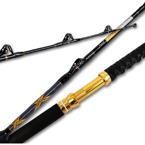 Fiblink 1-Piece Saltwater Offshore Trolling Rod Big Game Rod Conventional Boat Fishing Pole (5’6", 6’, 6’6")