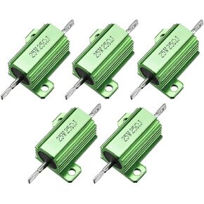 uxcell 25W 25 Ohm 5% Aluminum Housing Resistor Screw Tap Chassis Mounted Aluminum Case Wirewound Resistor Load Resistors Green 5 pcs