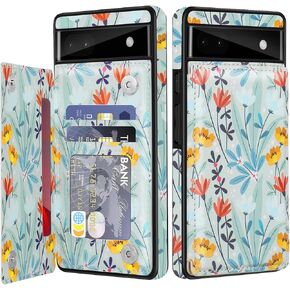 حافظة جلدية لهاتف Google Pixel 6A مع حامل للبطاقات، وغطاء قلاب، وفتحات للبطاقات، وإغلاق مغناطيسي مقاوم للصدمات، حافظة واقية شديدة التحمل لهاتف Google Pixel 6A 6.1 بوصة 5G-أسود in Kuwait