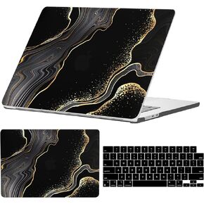 Compatible with MacBook Air 15 inch Case,2023 Release Mac Air 15.3" A2941 M2 with Retina Display & Touch ID and Keyboard Protectors,Laptop Plastic Hard Shell (Balck Leopard Cheetah)