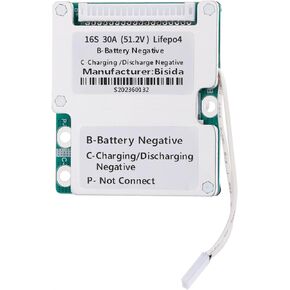 16S BMS 51.2V 30A Lifepo4 Battery Management System PCB Protection Board with Balance Wire and NTC,Ten Functional protections, Common Port, for Lifepo4 Battery Pack