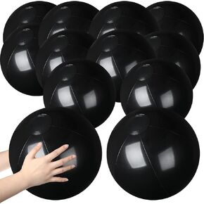 Raiten 24 Pcs 12 Inch Black Beach Ball Bulk Large Inflatable Ball Floating Ball for Swimming Pool Party Favors Summer Outdoor Activities Birthday Party Supplies