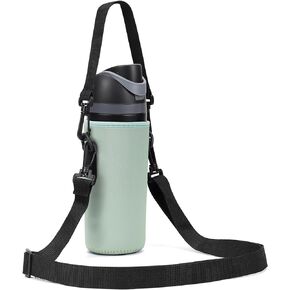 MEETI Neoprene Water Bottle Carrier Bag with Adjustable Shoulder Strap for Owala 24 OZ Tumbler, Insulated Water Bottle Cover for Owala FreeSip Insulated Water Bottle (Grey, 24 OZ)