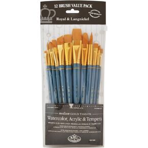 Royal Brush Manufacturing Royal and Langnickel Zip N' Close 12-Piece Brush Set, Medium Gold Taklon