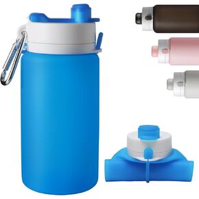 Opard Collapsible Water Bottles 19 Oz - BPA Free, Leak Proof, Foldable Silicone Collapse Bottle, Easy to Compact and Expandable, Travel Essentials Accessories