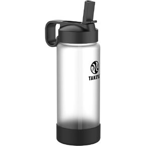 Takeya 22 Oz Glass Water Bottle, Shatter Resistant, Premium Quality, Sure-Grip with Straw Lid, Onyx