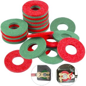 24 Pcs Battery Terminal Anti Corrosion Washers, 12 Pcs Red and 12 Pcs Green Battery Terminal Fiber Protector