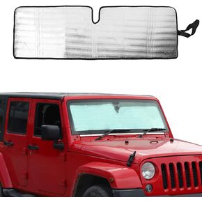 Voodonala for Jeep JL JLU Windshield Sunshade Window Sun Shade Foldable Sun Visor for Jeep Wrangler JL JLU 2018-2024, for Jeep Gladiator JT 2020-2024(53" X 17")