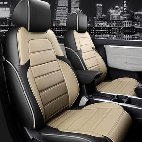 AOMSAZTO Car Seat Cover Fit for Honda CRV 2015 2016 - Full Set CR-V Leather Seat Covers Beige