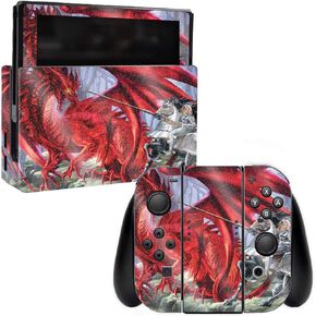 MightySkins Glossy Glitter Skin for Nintendo Switch - Red Dragon Knight | Protective, Durable High-Gloss Glitter Finish | Easy to Apply, Remove, and Change Styles | Made in The USA