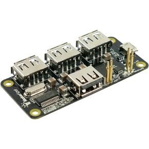 4-Port Stackable USB Hub HAT for Raspberry Pi Zero V1.3 (with Camera Connector) and Pi Zero W /2W (with Bluetooth & WiFi)