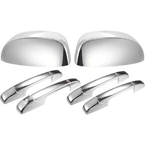 uxcell 1 Set Car Chrome Plated Half Mirror Covers Handle Cover Cap Overlay for GMC Sierra 3500 HD 2007-2014