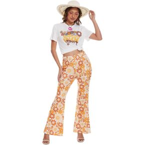 60s 70s Outfits for Women Hippie Clothes Costume With 70's Tops Accessories Pants Fringe Vest Tassel Cardigan