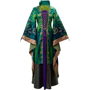 Womens Winifred Sanderson Dress Halloween Witch Cosplay Costume Plus Size Robe Dress Full Set Outfits