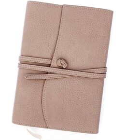 Leather Journal for Women Refillable Faux Leather Cover with A5 Lay-flat Bound Journals | Personal Wrap Style Notebook Diary for Women (Taupe 6x8, Lined Paper)