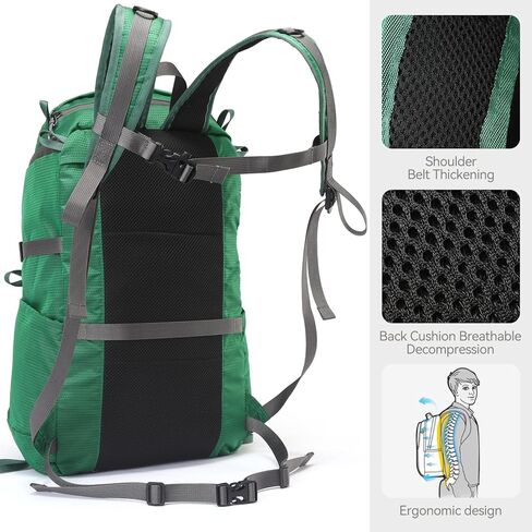 حقيبة ظهر للمشي لمسافات طويلة سعة 30 لترًا خفيفة الوزن ومقاومة للماء وقابلة للتعبئة، حقيبة نهارية مصممة على شكل حرف Y للسفر والتخييم والمشي لمسافات طويلة في الهواء الطلق للرجال والنساء in Kuwait