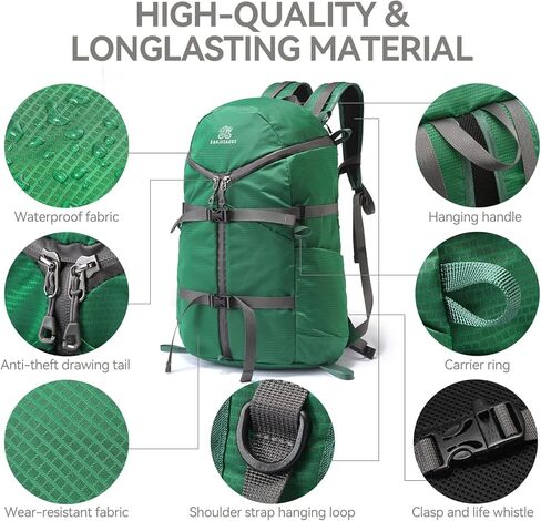 حقيبة ظهر للمشي لمسافات طويلة سعة 30 لترًا خفيفة الوزن ومقاومة للماء وقابلة للتعبئة، حقيبة نهارية مصممة على شكل حرف Y للسفر والتخييم والمشي لمسافات طويلة في الهواء الطلق للرجال والنساء in Kuwait