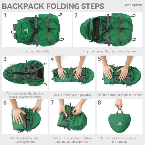 حقيبة ظهر للمشي لمسافات طويلة سعة 30 لترًا خفيفة الوزن ومقاومة للماء وقابلة للتعبئة، حقيبة نهارية مصممة على شكل حرف Y للسفر والتخييم والمشي لمسافات طويلة في الهواء الطلق للرجال والنساء in Kuwait