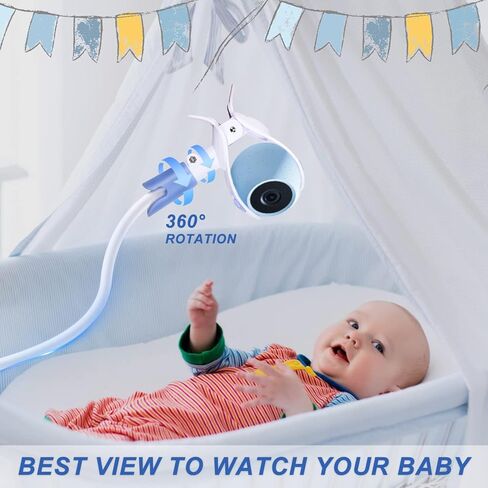 حامل عالمي لمراقبة الأطفال مع حزام أمان، حامل كاميرا أطفال مرن بذراع طويل 37.4 بوصة، حامل بمشبك قابل للتعديل لمعظم أجهزة مراقبة الأطفال والهواتف المحمولة، مثبت على سرير الأطفال/السرير/المكتب in Kuwait