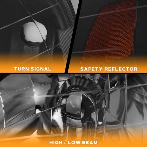 for 1999-2000 Honda Civic 2/3/4 Door Headlights Models Headlight Pair Headlamp Black Housing Amber Reflector Left+Right Side in Saudi Arabia