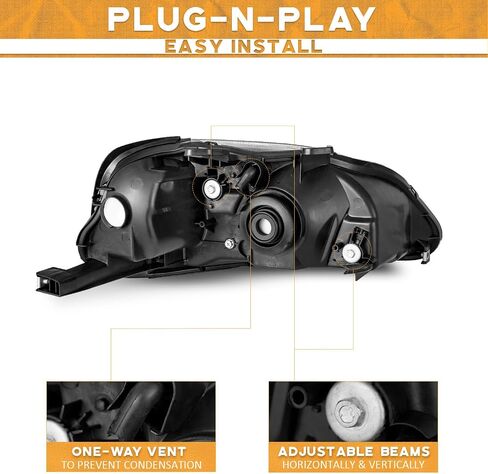 for 1999-2000 Honda Civic 2/3/4 Door Headlights Models Headlight Pair Headlamp Black Housing Amber Reflector Left+Right Side in Saudi Arabia