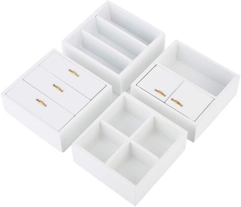 Dollhouse Cabinet Furniture, 4pcs 1:12 Cabinet Unit Doll House Furniture, DIY Wooden Dollhouse Furniture Set, for Putting Greenery, Enamel, Book, Musical Instrument(White) in Saudi Arabia