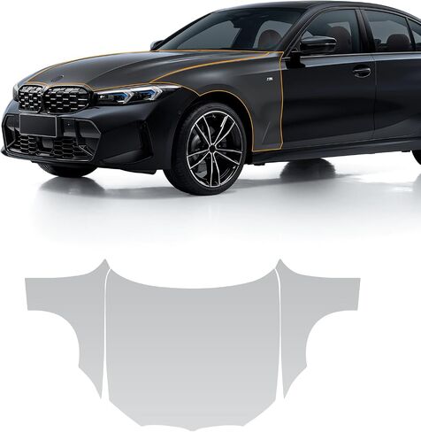 for BMW 3 Series G20 2023 Gloss Clear Car Paint Protective Film Self Adhesive TPU Rainproof Waterproof HD Bars Scratch Protector Exterior Accessories (Car Front Bar&Headlights 8Pcs) in Saudi Arabia