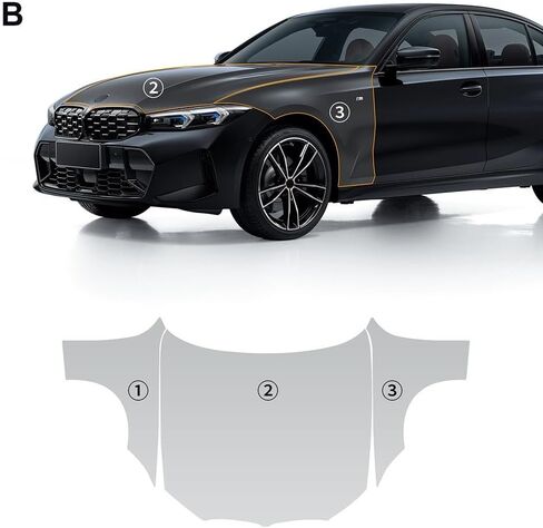 for BMW 3 Series G20 2023 Gloss Clear Car Paint Protective Film Self Adhesive TPU Rainproof Waterproof HD Bars Scratch Protector Exterior Accessories (Car Front Bar&Headlights 8Pcs) in Saudi Arabia