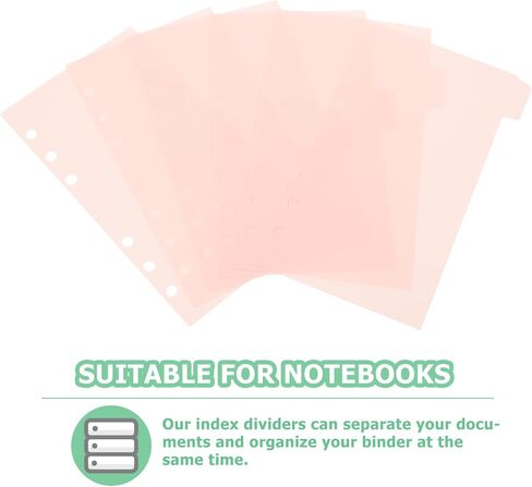 NUOBESTY 6pcs Binder Dividers with Tabs Office Paper Sheet Protectors 6-Hole Page Dividers(A6) in Saudi Arabia