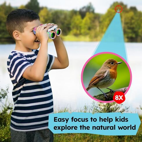 مناظير USCAMEL للأطفال والكبار، 8×21 مناظير صغيرة الحجم - مشاهدة الطيور، السفر، التخييم، الصيد (أزرق) in Kuwait