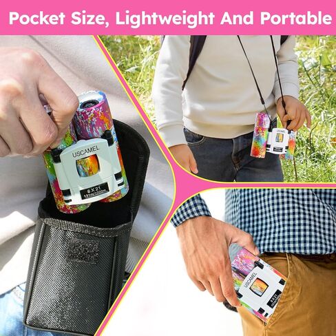 مناظير USCAMEL للأطفال والكبار، 8×21 مناظير صغيرة الحجم - مشاهدة الطيور، السفر، التخييم، الصيد (أزرق) in Kuwait