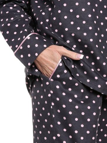سراويل بيجامة نسائية - سراويل مريحة من الفلانيل القطني بنسبة 100% مع جيوب ورباط in Kuwait