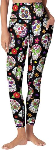 High Waist Yoga Pants with Pockets Tummy Control Workout Running 4 Way Stretch Yoga Leggings for Girls Women in Kuwait