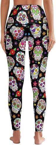 High Waist Yoga Pants with Pockets Tummy Control Workout Running 4 Way Stretch Yoga Leggings for Girls Women in Kuwait