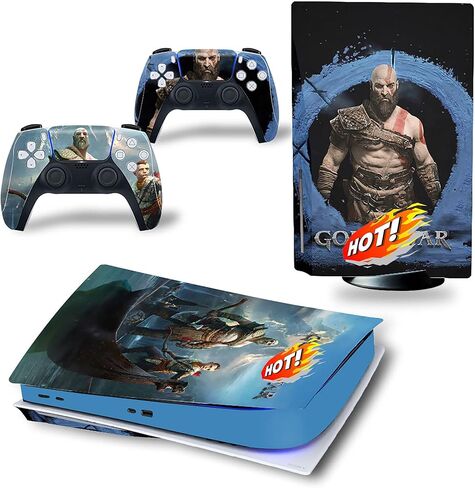 غطاء ملصقات Games Skin لوحدة تحكم Playstation 5، ملصق وحدة تحكم PS5 Dualsense، متين، مقاوم للخدش، خالي من الفقاعات، متوافق مع Playstation 5 Disk-god-3 in Kuwait