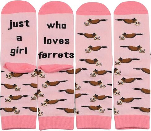 MBMSO 2 Pairs Just a Girl Who Loves Ferrets Socks Gifts for Ferret Lover Funny Ferret Novelty Socks Animal Ferret Owner Socks in Saudi Arabia
