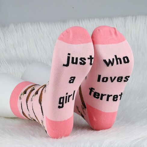 MBMSO 2 Pairs Just a Girl Who Loves Ferrets Socks Gifts for Ferret Lover Funny Ferret Novelty Socks Animal Ferret Owner Socks in Saudi Arabia