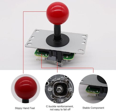 SPYMINNPOO Arcade Joystick Gamepad DIY Joystick Arcade Game Fighting Stick Replacement Parts Pin Circuit Board with Ball Head (Red) Leisure Sports Arcade and Board Games in Saudi Arabia